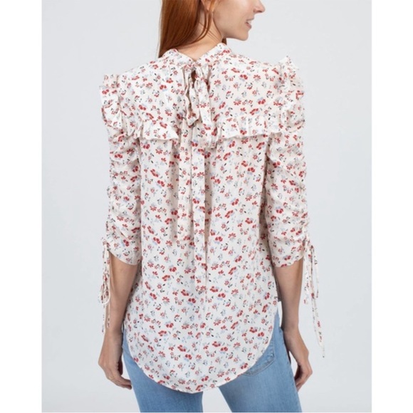 Veronica beard Howell Floral Print Silk Ruffle Blouse Top size 0 - Picture 5 of 12